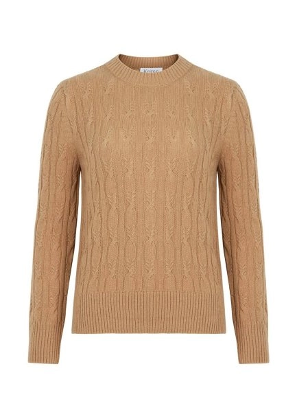 Kaşmir Karışımlı Saç Örgü Camel Triko - 6