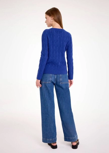 Kaşmir Karışımlı Saç Örgü Mavi Triko - 5