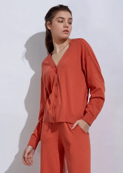 Kaşmir Karışımlı Turuncu Triko Hırka - 3