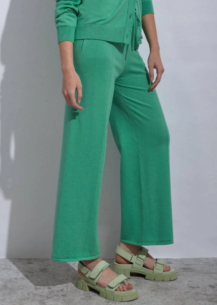 Kaşmir Karışımlı Yeşil Triko Pantolon - 3