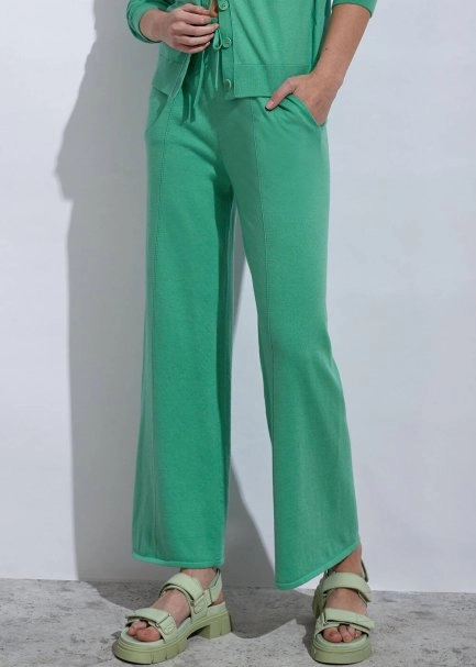 Kaşmir Karışımlı Yeşil Triko Pantolon - 6