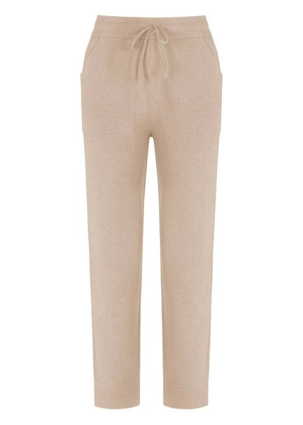 Kaşmir Krem Rengi Triko Jogger Pantolon - 6