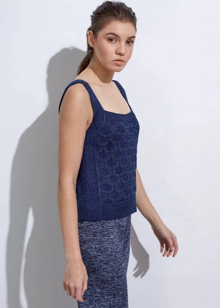 Askılı Keten Lacivert Triko Üst - 5