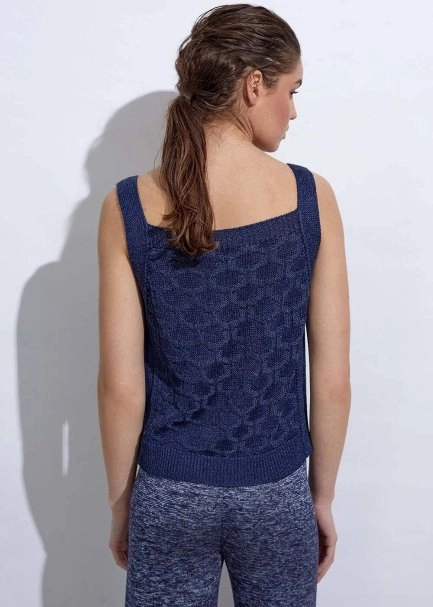 Askılı Keten Lacivert Triko Üst - 7