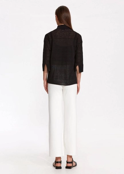 Keten Cepli Siyah Triko Gömlek - 5