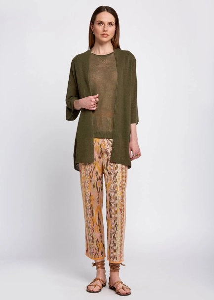 Keten Karışımlı Kolsuz Haki Triko Üst - 5