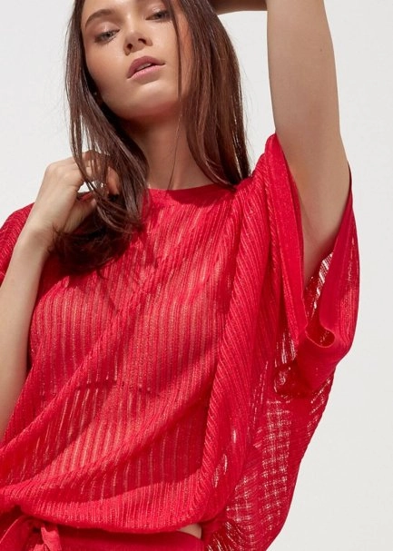 Kırmızı Oversıze Triko Üst - 5