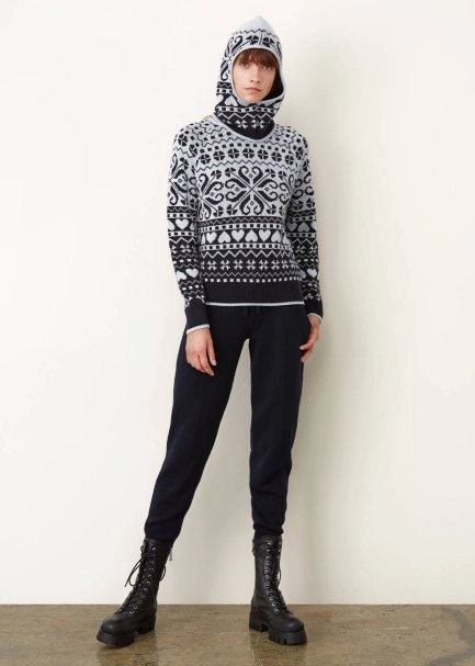 Kış Desenli Açık Mavi&Lacivert Yün Bere - 2