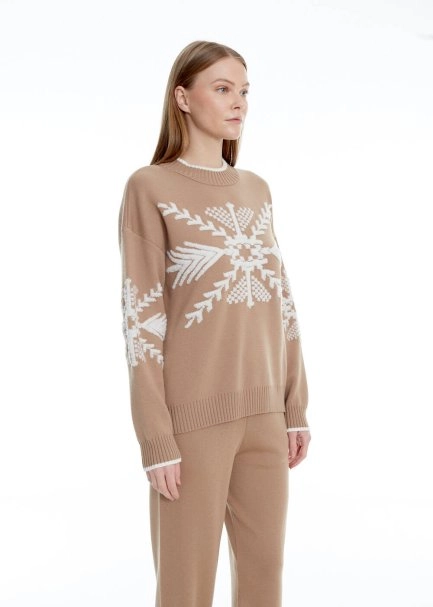 Kış Desenli Camel Extrafıne Merino Triko - 4