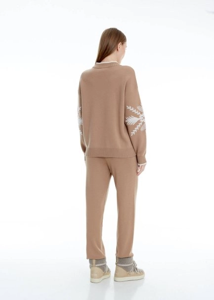 Kış Desenli Camel Extrafıne Merino Triko - 5