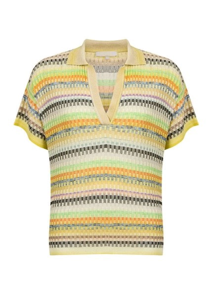 Desenli Polo Yaka Triko Üst - 6