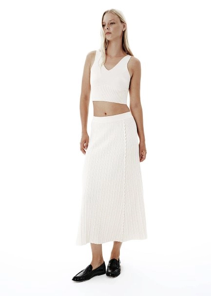 Knit Detail A Form Beige Skirt - 4