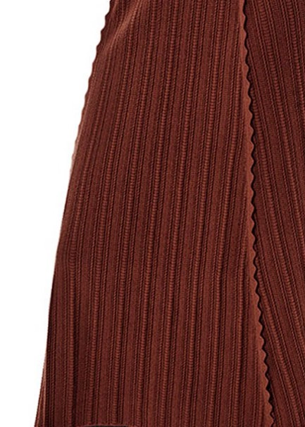 Knit Detail A Form Brown Skirt - 3