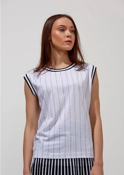 Kolsuz Beyaz Pamuk T-Shirt - 1