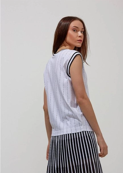 Kolsuz Beyaz Pamuk T-Shirt - 3