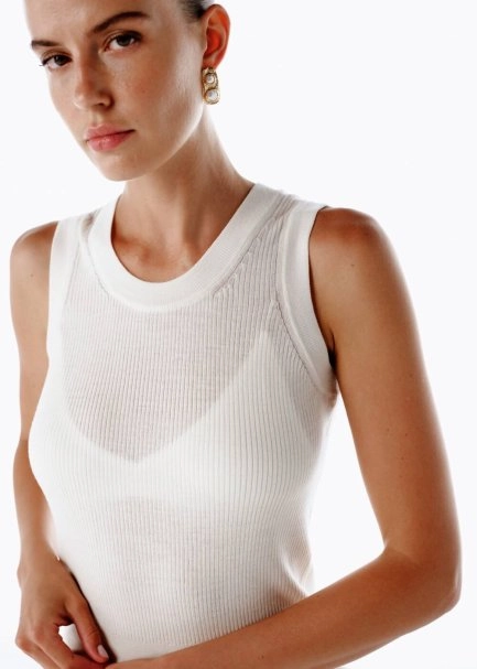 Kolsuz Extrafıne Merino Yün Karışımlı Triko Üst Ekru - 3