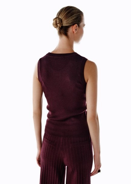 Kolsuz Extrafıne Merino Yün Karışımlı Triko Üst Mürdüm - 7