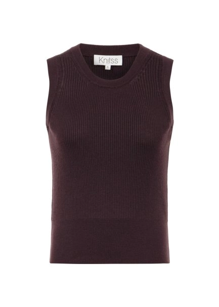 Kolsuz Extrafıne Merino Yün Karışımlı Triko Üst Mürdüm - 8