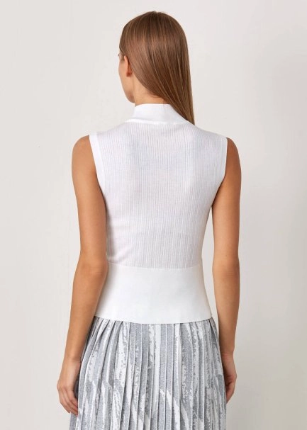 Kolsuz Merino Yün Ekru Triko Üst - 3