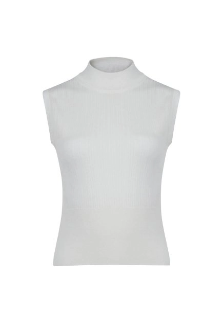 Kolsuz Merino Yün Ekru Triko Üst - 8