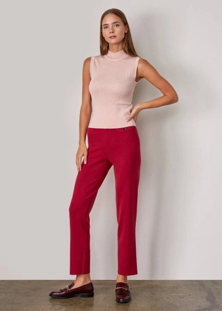 Kolsuz Merino Yün Pembe Triko Üst - 2