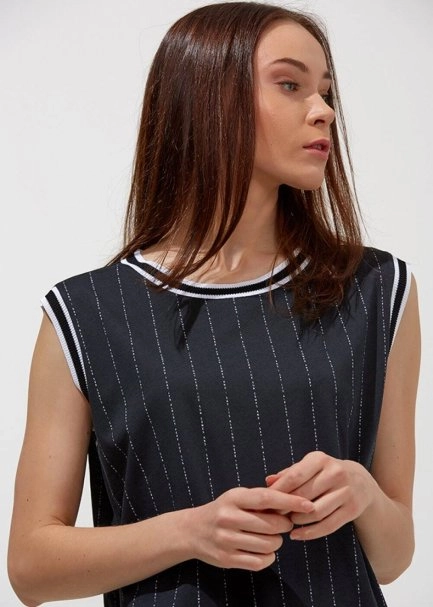 Kolsuz Siyah Pamuk T-Shirt - 2