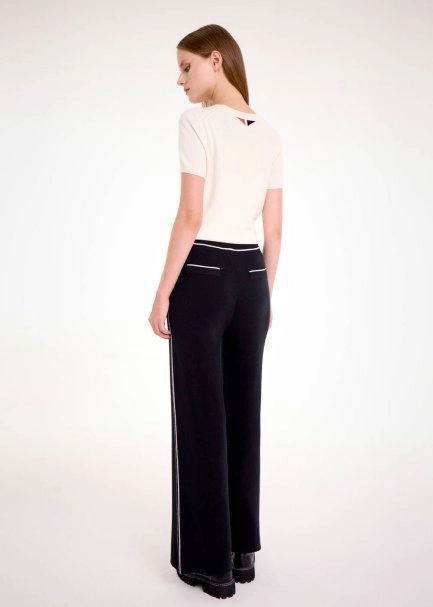 Kontrast Çizgili Triko Pantolon - 5