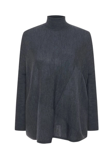 Koyu Gri Merino Yün Karışımlı Triko Tunik - 6