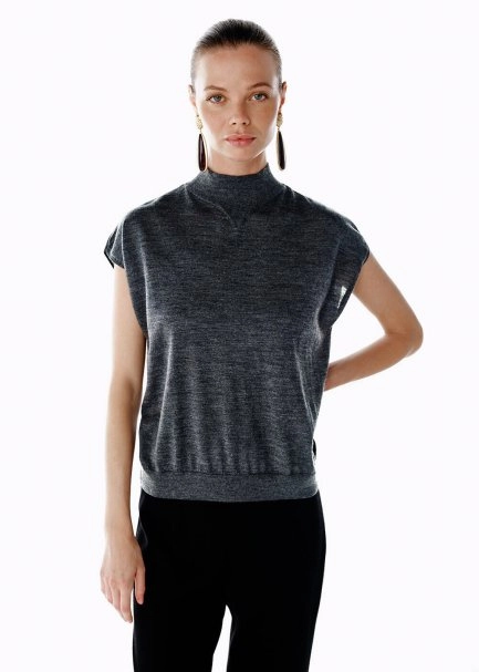 Koyu Gri Merino Yün Karışımlı Triko Üst - 3