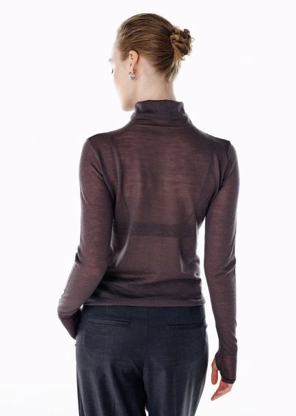 Koyu Gri Ultrafıne Merino Yün Karışımlı Triko - 5