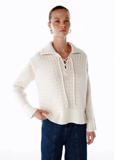 Krem Organik Pamuk Kaşmir Karışımlı Triko - 4