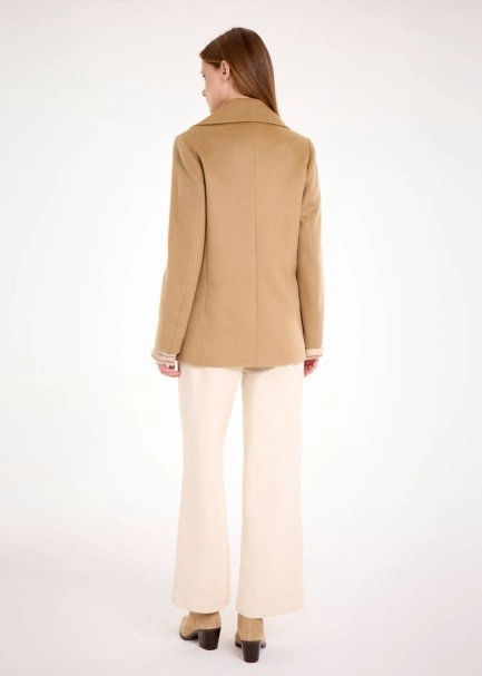 Kruvaze Camel Yün Kaban - 6