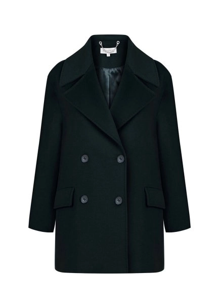 Kruvaze Oversıze Yeşil Yün Kaban - 6