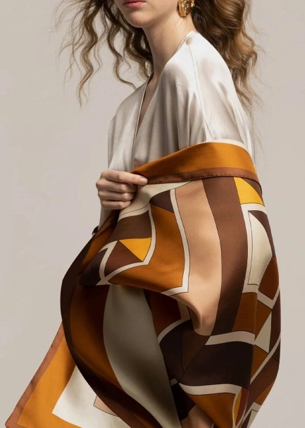 LABYRINTH PATTERN PHERAHS LOGOED PURE SILK SCARF - 2