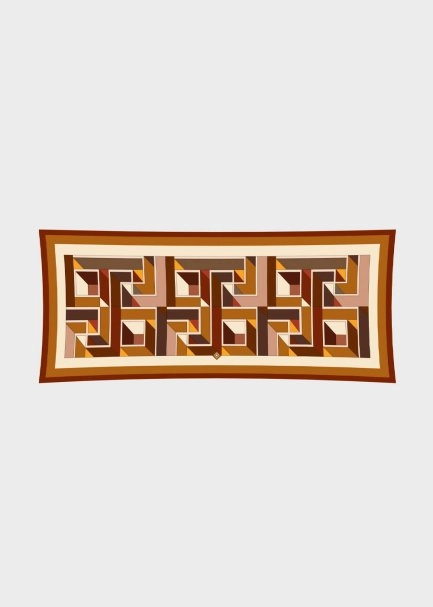 LABYRINTH PATTERN PHERAHS LOGOED PURE SILK SCARF - 3