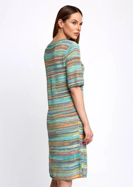 Lace Front Detailed Half Sleeve Turquoise Knit Dress - 6