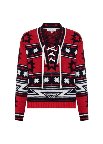 LACING DETAILED MERINO WOOL SWEATER - 6