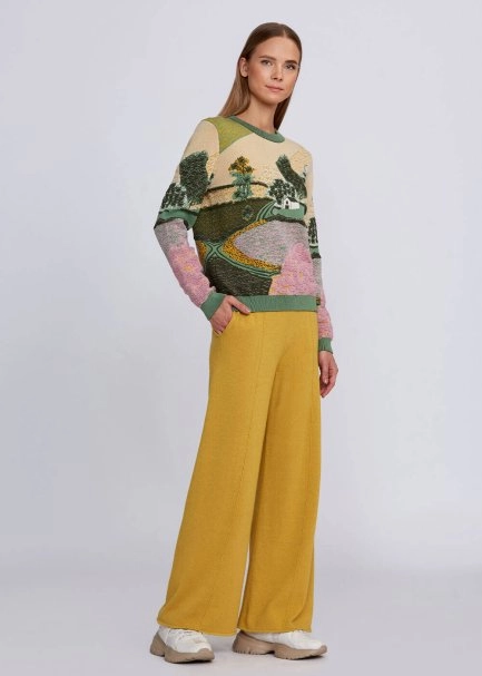 Landscape Jacquard Pattern Knit Sweater - 2