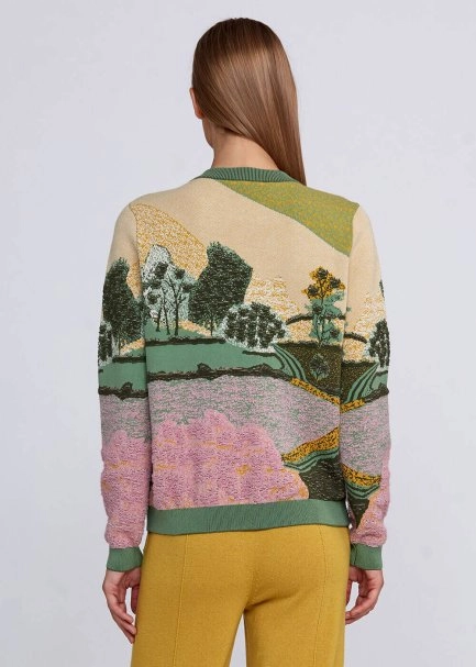 Landscape Jacquard Pattern Knit Sweater - 3
