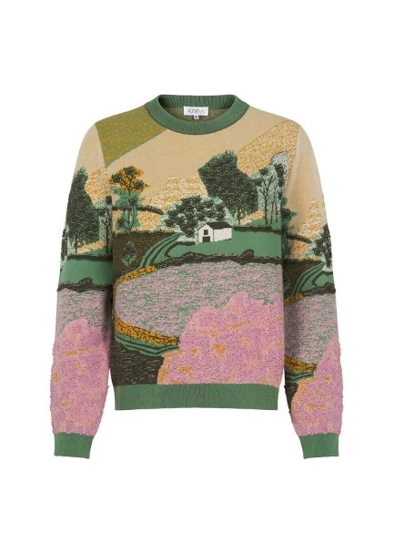 Landscape Jacquard Pattern Knit Sweater - 8