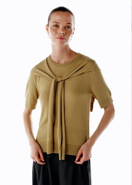 LAYERED DETAILED KNIT TOP OLIVE - 1