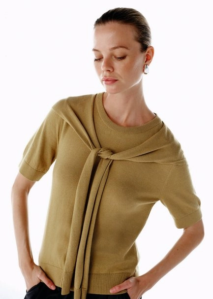 LAYERED DETAILED KNIT TOP OLIVE - 4