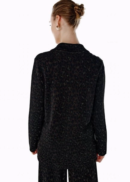 Leopar Desenli Triko Ceket - 5