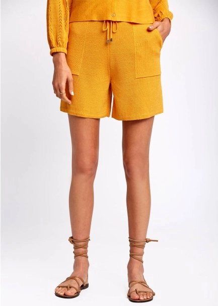 Linen Blend Pocket Detail Drawstring Mango Knit Short - 1