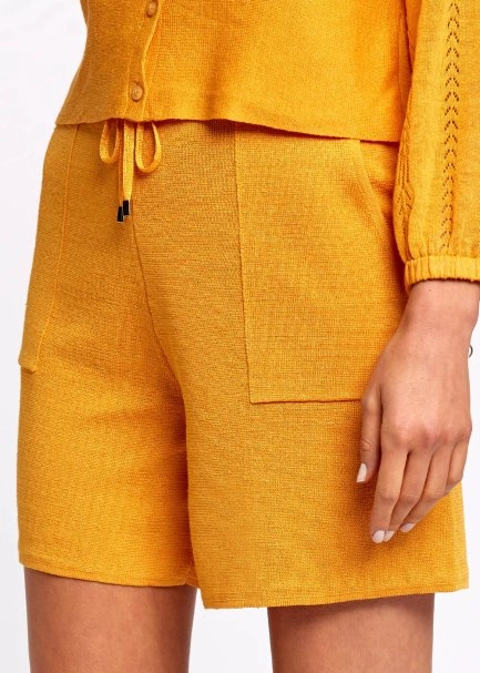 Linen Blend Pocket Detail Drawstring Mango Knit Short - 7