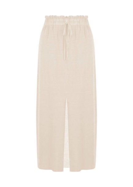 Linen Paper Bag Sand Long Knit Skirt - 6
