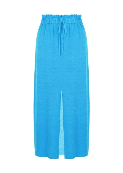 Linen Paper Bag Sky Long Knit Skirt - 8