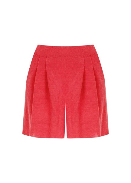 Linen Pleated Coral Knit Shorts - 7