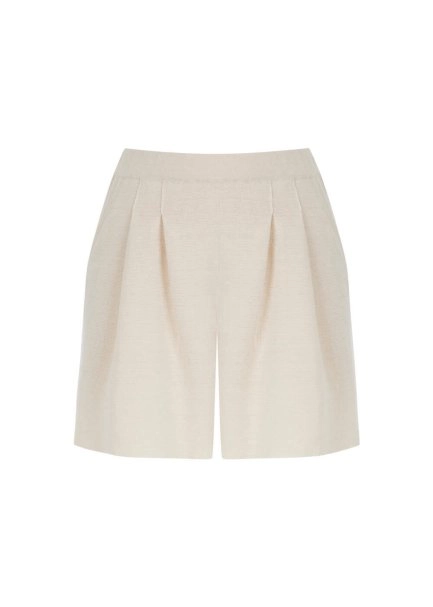 Linen Pleated Sand Knit Shorts - 6