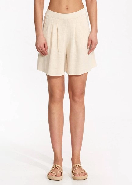 Linen Pleated Sand Knit Shorts - 2